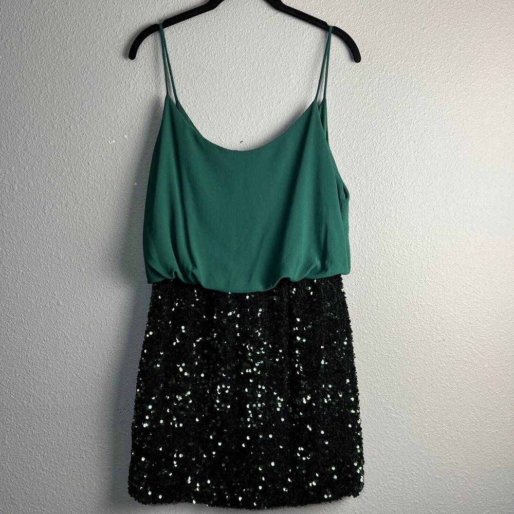 Apricot Green Chiffon Sequin Cami Party Dress Sleeveless Mini Cocktail Size US 8